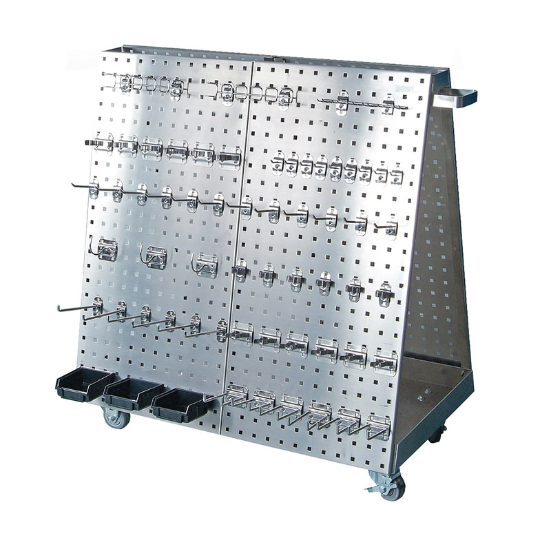 36-3/4 In. L x 39-1/4 In. H x 21-1/4 In. W Stainless Steel Frame SS LocBoard Tool Cart with Tray, 60 pc Stainless Steel